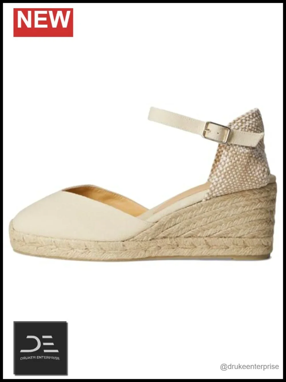 Espadrille Wedge Sandals with Ankle Strap Sheepskin Insole Block Heel